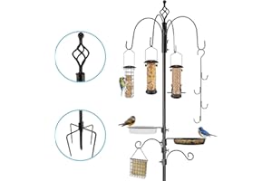 Urban Deco Wild Bird Feeding Station Kit Heavy duty Bird Feeder Pole Hanging Kit Hanger Multi Feeder Hanging with Metal Suet Feeder Bird Bath for Attracting Wild Birds