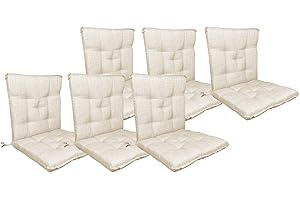 IlGruppone Set Cuscini Sedia Con Schienale Imbottiti Con Laccetti Banda Elastica Per Fissaggio Prodotto Italiano Sedie Poltrone Sdraio Reclinabili Cucina Giardino 40 x 80 Cm - Panna - 6 Pezzi