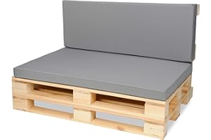 SuperKissen24. Matelas Coussin Dossier pour Palette Canapé 120x80 cm et Appui 120x40 - Intérieur/Extérieur – imperméable – Mousse - Gris