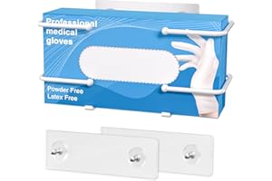 NIFFGAFF Glove Box Holder, Adhesive Wall-Mounted Metal Dispenser, Tool-Free Organizer for Rubber Latex Gloves, Facial Tissue and Storage, White