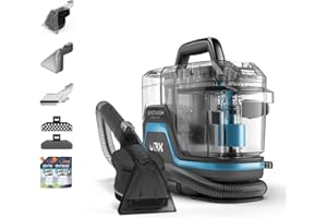 Vax SpotWash Home and Pet Spot Cleaner, Upholstery, Sofa, Stairs, Home, Car, Rug, Stain Cleaning Small Handheld Shampooer Machine, Additional Solution, SpinScrub and Tools, 4.5kg, Grey/Cyan, CDSW-MPDP