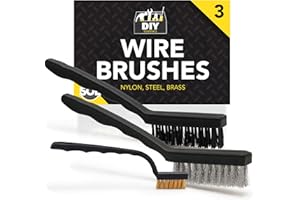 SOL 3pk Wire Brushes – Versatile Mini Wire Brush Set for Rust Removal & Polishing – Includes Durable Nylon, Brass & Stainless Steel Brushes for Metal, Wood, Grime, Automotive & DIY Projects