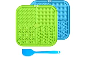 Emwel Dog Bowl Licky Mats for Dogs 2 Pcs Dog Lick Mats with Silicone Spatula Dog Lick Pad with Strong Suction Suitable