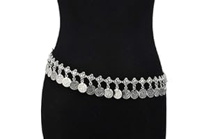 XCSSKG Silver Metal Piercing Belt Boho Sexy Coin Tassel Resin Bead Stone Waist Belly Body Chain Waist Chain Body Jewelry