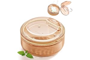 CWAWF 2in1 Badebehälter für Zahnprothesen, Retainer-Reiniger-Koffer Reinigungsbehälter, auslaufsicherer Einweichhalter für Zahnprothesen mit Bürste, Prothesendose, 4Pcs Prothesenbürste Set (Orange)