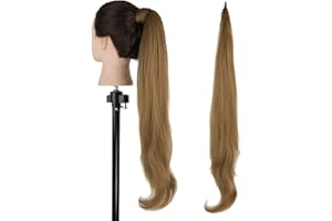 IMISSU Extensiones de cola de caballo de cabello flexible Postizos Peluca de cola de caballo para mujeres (Cobre)