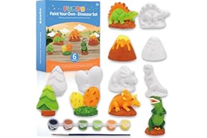 Funto, Peignez Vos Propres Dinosaures Kit de Peinture, 13 PCS Arts and Crafts Set pour Enfants, Steam Projects Creative Activity DIY Toys Cadeau pour garçons et Filles, 6 Pots de Peinture, 1 Pinceau