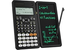Calcolatrice scientifica per studenti 991ES Calcolatrice da ufficio desktop con display ROATEE 4-linee e tablet LCD cancellabile, alimentata a batteria solare con notepad