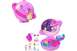 Polly Pocket Planeta Polly – Kosmiczna przygoda Zestaw kompaktowy z 1 mikrolalką, figurką pieska i akcesoriami tematycznymi, zabawka podróżna, JCB18