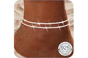 YADOCA Bracelets Cheville Femme Argent 925 Bracelet de Cheville pour Femme Réglable Perlé CZ Cœur Bracelets de Cheville Chaine Cheville Femme Bijoux De Plage D'Été