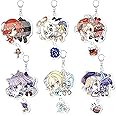 Genshin Impact Keychain, Anime Keychains Cute Kawaii Acrylic Keychain Set for Backpacks,Gifts for Women Men Boys Girls