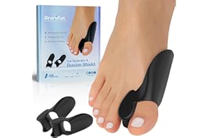 Promifun Protector de cojín de gel con separador para dedos grandes, para hombres y mujeres, dedos superpuestos, corrección de dedos y espaciadores – 10 unidades, color negro..