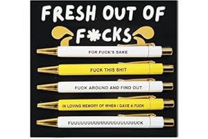 SHCHME Funny Pen Set, 5PCS Swear Word Black Ink Ballponit Rude Pen Funny Pens for Work Colleagues