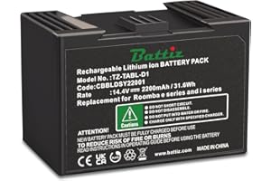 BATTIZ Batería de Iones de Litio para iRobot Roomba i7 i3 i4 e5 Serie Aspiradora,14.4V 2200mAh Modelo Original ABL-D1,ABL-D2 ABL-D2A(Negro)