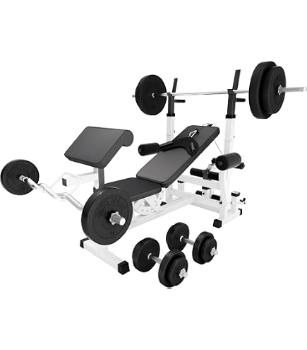 Panca Pieghevole Per Allenamento VirtuFit - Regolabile, Supporto Bilanciere, Fino A 180 Kg, Per Casa, Design Nero