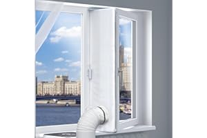 Loviga Sellado de ventanas de 400 cm para aparatos de aire acondicionado y secadores móviles, 100% impermeabilizante, fácil de instalar para ventanas batientes, manivelas, toldos, claraboyas