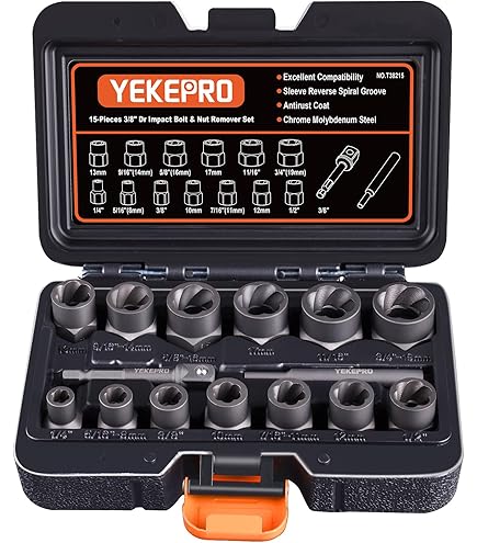 EMENTOL 25-Piece Bolt & Nut Extractor Set – 1/2" & 3/8" Drive Impact Socket Tool For Stripped, Rounded, Or Rusted Lugs