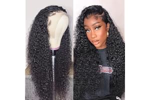 MUABY 13x4 Kinky Curly Lace Frontal Human Hair Wigs For Black Women 13x4 Parrucca Donna Capelli Veri Umani Ricci Parrucche Capelli Veri Donna Colore Nero Naturale 22 Pollici