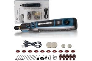 Pixelure Mini Amoladora Bateria, 3.7V Herramienta Rotatoria sin Cable Con 50 Accesorios Lápiz de Grabado Eléctrico para Cortar, Esmerilar, Grabar, Perforar, de Manualidades y Creación de Bricolaje