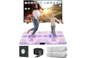 KAXIMON Double Dance Mat for Adults and Kids, Non-slip Dance Mat for TV with HDMI Wireless Controller, Childrens Dance Mat Gift for Girls Boys Aged 3-12 Yrs Old, Plug and Play, English Manual