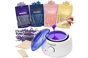 calentador de cera depilatoria maquina de cera caliente - Vinmall calentadores de cera calentador cera depilatoria 400g Depilatoria Cera,30 Espátulas para Todo Tipo Cabello,Cejas, Faciales, Bikini