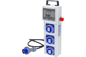 VSDItalia – Quadro Elettrico di Distribuzione Industriale da Cantiere Portatile ASC con Pulsante di Sicurezza a Fungo - 3 Prese IP67 da 16A - Magnetotermico da 16A - Quadro Monofase Con Certificazione