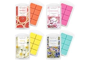 Scent-Hi Duftwachswürfel, Wachswürfel, 100% Sojawachs-Würfel, für Heimdekoration Wachserwärmer, 4 x 2,5 oz, Grapefruit, Kirschblüten, Wildhyazinthe, Plumeria Duftwachs