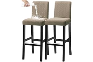 KELUINA Bar Hocker Abdeckungen, Stretch Abnehmbare Waschbare Slipcover für Kurze Dreh Dinning Stuhl Rücken Bar Hocker (Taupe, 2er-Set)