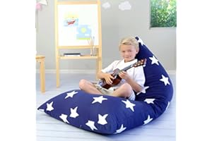 Butterfly Craze Stuffed Animal Storage Beanbag Chair Stuffed Animal Bean Bag Chair Cover, Toddler Toy Organizer, Fill with Stuffed Animals for a Jumbo, Floor Chair, Stuffing Not Included, Navy Stars