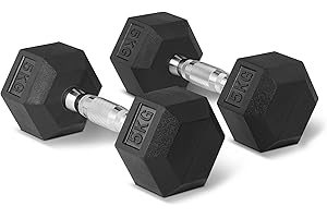‎AMAZON BASICS Amazon Basics Rubber Encased Hex Dumbbell Weights Set