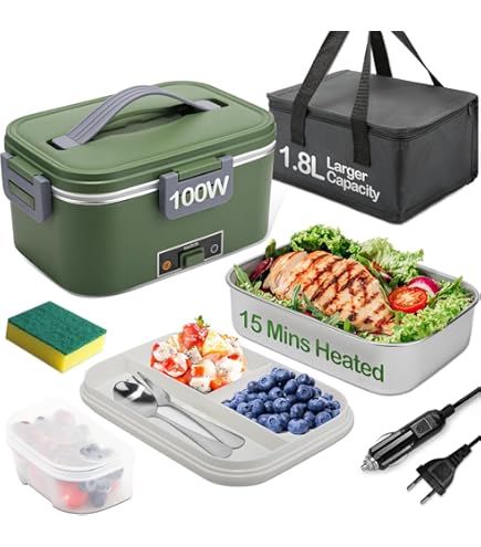XREXS 1.8L Elektrisch beheizte Lunchbox, 75W Tragbarer Speisenwärmer für Auto, LKW/Büro/Zuhause