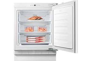 Teknix BITHUZ4 Integrated Undercounter Freezer - Built In with 101 Litre Capacity - Reversible Door - Digital Controls - White