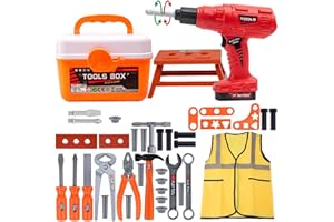 Woeau 43 PCS Kids Tool Set - With Electric Drill Screwdriver Nuts and Wrenches Toy Tools Christmas and Birthday Gifts Educational Toys Tool Set for Toddlers