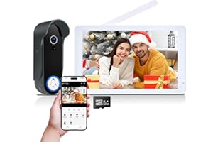 ACEBELL WiFi 1080P Visiophone sans Fil, Interphone Vidéo sans Fil avec Écran Tactile 8'', Sonnette avec Caméra, Vision Nocturne, Détection de Mouvement, Contrôle de l'application