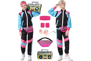 Hislovy Déguisement Année 80 Enfant Fille Garçon Costumes Années 80 90 Survêtement Rétro Ensembles de Sport Jogging pour Carnaval Disco Party Halloween