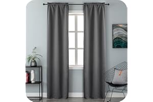 GIRASOLE HOME Coppia Tende Grigie Oscuranti Termiche Morbide Tinta Unita Tenda Isolante per Soggiorno Camera e Interni 2 Pannelli con Tasca 70x238cm