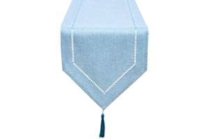 LLCUTESHOP Runner da Tavola Blu Cielo32 x 275 cm Moderno Innovativo Design Solido Lino Runner da Tavola, Lavabile di Alta qualità di Grano Ear Design per Sala da Pranzo Festa Decorazione di Festa