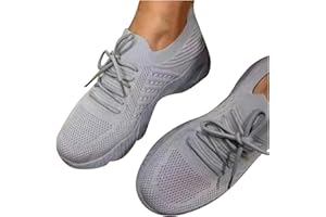 NUSGEAR Femmes Baskets Fond Plat Maille Respirant léger Confortable Running Multicolore Tissage Volant, Chaussures de Sport décontractées Femme Lacets Chaussures Sport Running Mode été et Automne