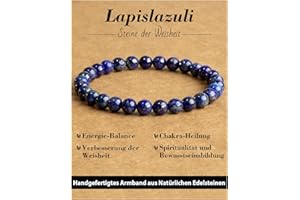 Landorilo 6mm Heilstein Armband für Damen und Herren, Echte Naturstein Perlen, Glücksarmband, Freundschaftsarmband, Individuelles Geschenk für Gute Freunde und Schwestern