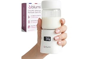 Blumi® Chauffe-Biberon Nomade Sans Fil, Biberon en 2 Minutes, Universel, Longue Autonomie, Recharge Rapide, Compact, Léger, Sans BPA, Idéal Voyages, Sorties, Travail, App Blumi Planner