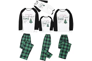LINDOMAKER Family Christmas Pyjamas Set 2024 Xmas Matching Family Pjs Holiday Funny Cute Graphic Sleepwear Jammies Loungewear Set
