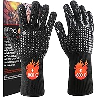 Songwin Grillhandschuhe,Ofenhandschuhe Grill Kochhandschuhe Hitzebeständige bis zu 800°C,Universalgröße Lederhandschuhe…