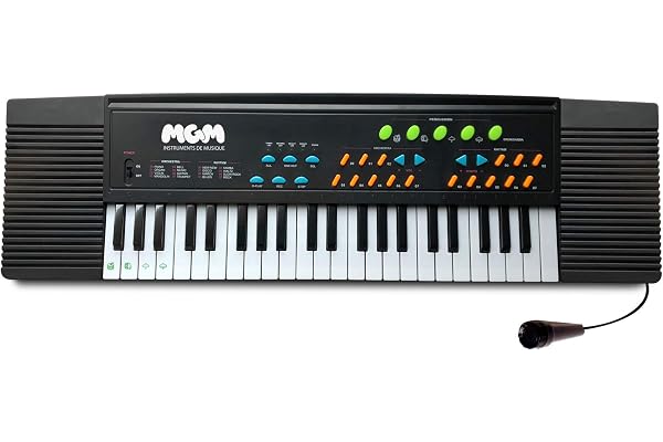 WS - Synthétiseur - 37 Touches - Initiation - 610609 - 63 cm - Noir - Idéal pour Les Débutants - Musique - Instrument - Izzy - Piano - Musicien Amateurs -Cable USB Inclus - Micro