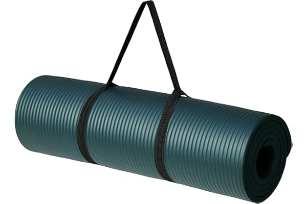 Amazon Basics 13mm Extra Thick NBR Yoga and Exercise Mat with Carrying Strap, Steel