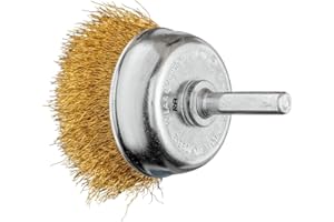 PFERD Topfbürste ungezopft TBU MES | Ø 50 mm Schaft-Ø 6 mm Messingdraht-Ø 0,20 mm | 43740164 – für Bohrmaschinen