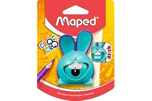 Maped - Material Escolar - Sacapuntas Croc Croc Innovation - Sacapuntas con Depósito - 1 Orificio para Afilar - Gran Capacidad de Reserva - Diseño Lúdico - 3 Colores Diferentes