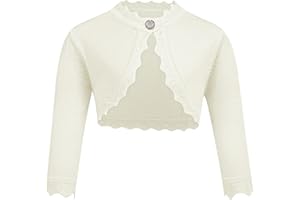 trudge Basic Bolero - Giacca a maniche lunghe, da bambina, per battesimo, colore: bianco / blu navy / nero / rosa / rosso