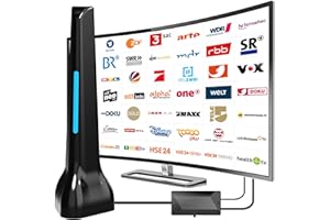 DGUPSP DVBT2 Antenne, zimmerantenne DVB-T & DVB-T2 Antennen mit Verstärker, Großer Reichweite und 360° Empfang, Zimmerantenne für Fernseher mit Starkem Magnetfuß, Geeignet für 4K 1080p & Alle TV-Geräte