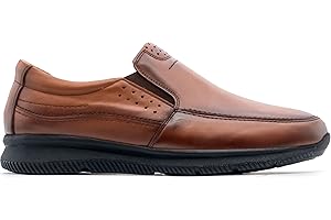 Lusco Men`s Urban Full Leather Slip on Lightweight Shoes Including Gel Insole for Exceptional Comfort