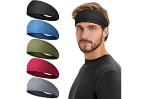 Tumurup Fascia Capelli Uomo e Donna[5 Pezzi] - Fascia per Capelli Sport Assorbente per Sudore | Fasce per Capelli | Elastico Capelli Uomo per Running, Fitness, Ciclismo, Tennis
